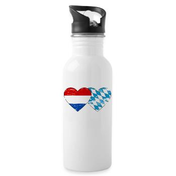 Holland Bavaria Flag Heart Used - Water bottle with straw - white - Right