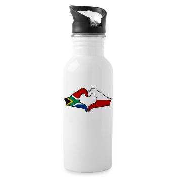 Südafrika Polen Flagge Hände Herzform - Trinkflasche mit integriertem Trinkhalm - Weiß - Rechts