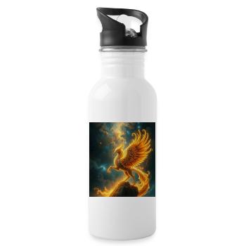 Fire Phoenix in the Star Nebula - Water bottle with straw - white - Right
