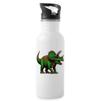 Dinosaurier - Trinkflasche mit integriertem Trinkhalm - Weiß - Rechts