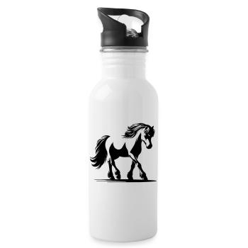 Cheval Poney de selle allemand - Gourde avec paille intégrée - blanc - Droite