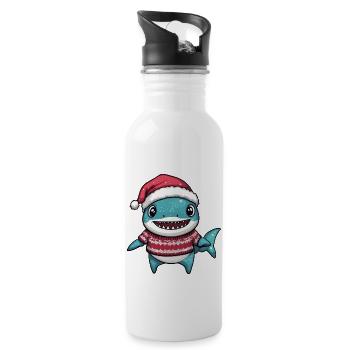 Noël requin - Gourde avec paille intégrée - blanc - Droite