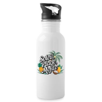 Soleil, plage, mojito ! - Gourde avec paille intégrée - blanc - Droite