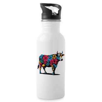 Vache - Gourde avec paille intégrée - blanc - Droite