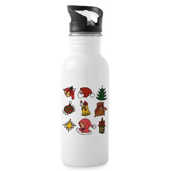 sweet Christmas with Christ Child, Santa, Christmas tree - Water bottle with straw - white - Right