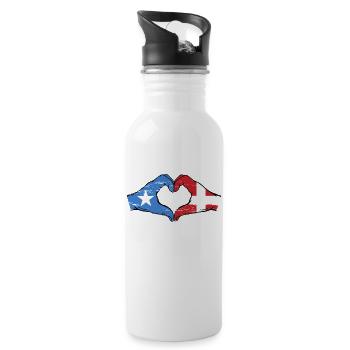 Somalie Danemark drapeau mains forme de coeur utilisé - Gourde avec paille intégrée - blanc - Droite