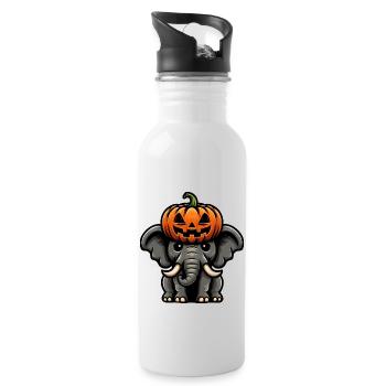 Lustiger Halloween Kürbis Elefant Oktober Herbst - Trinkflasche mit integriertem Trinkhalm - Weiß - Rechts