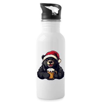 Bear Christmas Beer - Water bottle with straw - white - Right