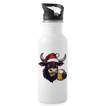 Kuh Weihnachten Bier - Trinkflasche mit integriertem Trinkhalm - Weiß - Rechts