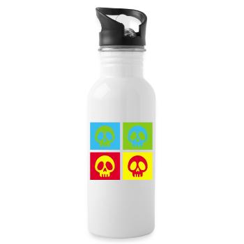 Pop art manga skull - Water bottle with straw - white - Right