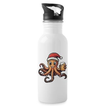 Octopus Christmas Beer - Water bottle with straw - white - Right