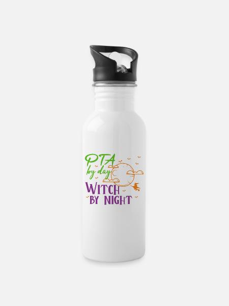 PTA Halloween | Witch by night - Trinkflasche mit integriertem Trinkhalm - Weiß