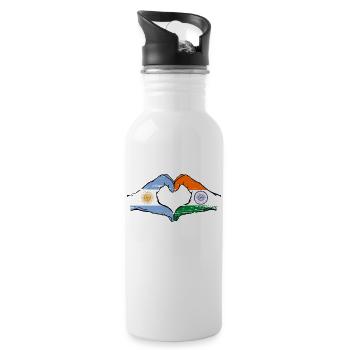Argentina India flag hands heart shape used - Water bottle with straw - white - Right