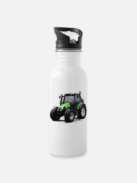 Agrotron 100 - Trinkflasche mit integriertem Trinkhalm - Weiß