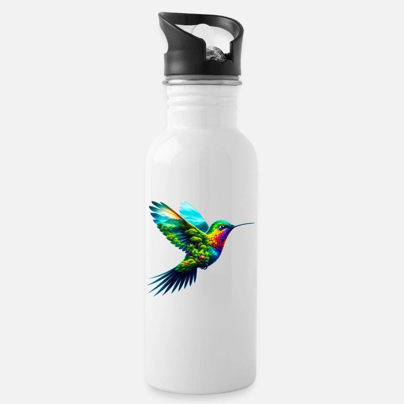 Kolibri - Trinkflasche mit integriertem Trinkhalm - Weiß