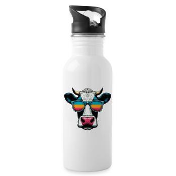 Vache - Gourde avec paille intégrée - blanc - Droite
