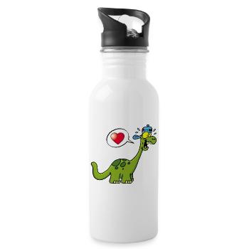 Dinosaure manga kawaii - Gourde avec paille intégrée - blanc - Droite