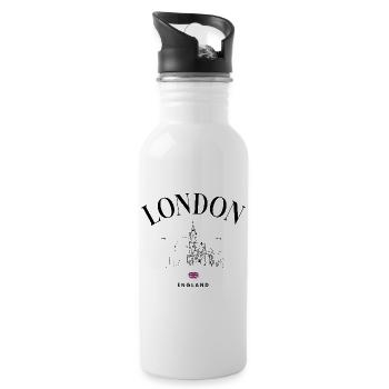 Union Jack Minimal Emblem - Water bottle with straw - white - Right