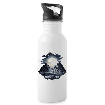Unter dem Mondlicht - Trinkflasche mit integriertem Trinkhalm - Weiß - Rechts
