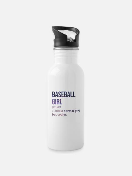 Baseball Baseball Baseball - Trinkflasche mit integriertem Trinkhalm - Weiß