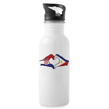 Kroatien Philippinen Flagge Hände Herzform - Trinkflasche mit integriertem Trinkhalm - Weiß - Rechts