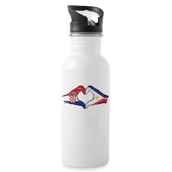 Kroatien Philippinen Flagge Hände Herzform used - Trinkflasche mit integriertem Trinkhalm - Weiß - Rechts