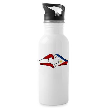 Österreich Philippinen Flagge Hände Herzform - Trinkflasche mit integriertem Trinkhalm - Weiß - Rechts