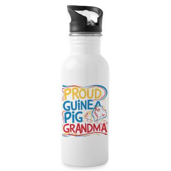 Guinea Pig Grandma - Proud Grandma - Water bottle with straw - white - Right