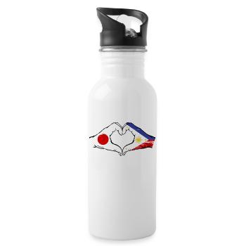 Japan Philippinen Flagge Hände Herzform used - Trinkflasche mit integriertem Trinkhalm - Weiß - Rechts