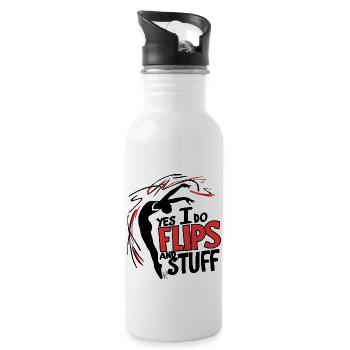Yes, I do flips and stuff! - Water bottle with straw - white - Right