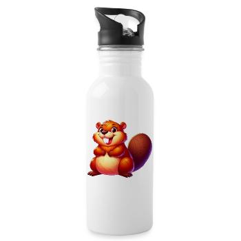 Bieber - Trinkflasche mit integriertem Trinkhalm - Weiß - Rechts