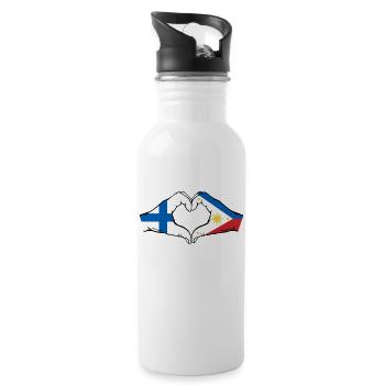 Finlande Philippines Drapeau Mains Coeur Forme - Gourde avec paille intégrée - blanc - Droite