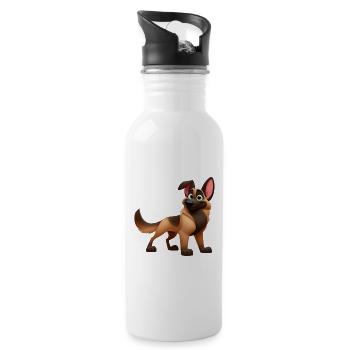 Malinois - Trinkflasche mit integriertem Trinkhalm - Weiß - Rechts