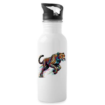 Cheetah - Water bottle with straw - white - Right