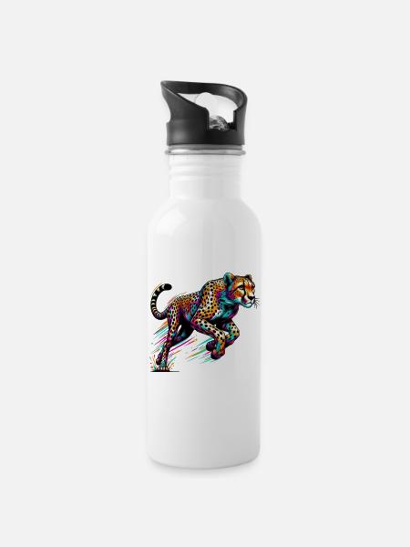 Gepard - Trinkflasche mit integriertem Trinkhalm - Weiß