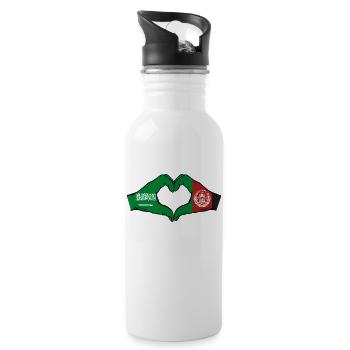 Saudi Arabien Afghanistan Flagge Hände Herzform - Trinkflasche mit integriertem Trinkhalm - Weiß - Rechts