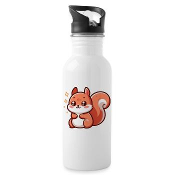 Cute little squirrel - Water bottle with straw - white - Right