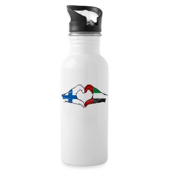 Finnalnd Vereinigte Arabische Emirate Flagge Herz - Trinkflasche mit integriertem Trinkhalm - Weiß - Rechts