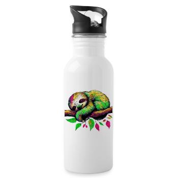 Faultier - Trinkflasche mit integriertem Trinkhalm - Weiß - Rechts