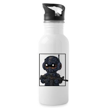 kleiner süsser futuristicher wächter - Trinkflasche mit integriertem Trinkhalm - Weiß - Rechts