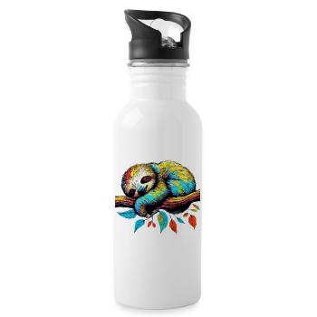 Faultier - Trinkflasche mit integriertem Trinkhalm - Weiß - Rechts