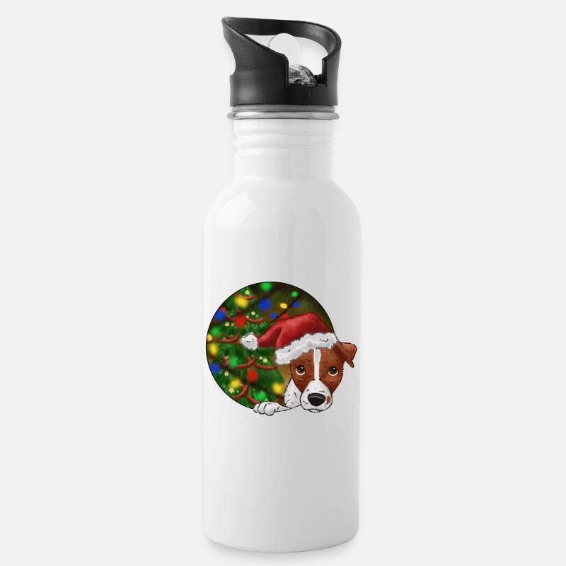 Russel Christmas - Trinkflasche mit integriertem Trinkhalm - Weiß