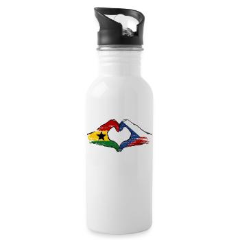 Ghana Tschechien Flagge Hände Herzform used - Trinkflasche mit integriertem Trinkhalm - Weiß - Rechts