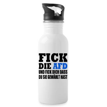 fick die afd und fick dich dass du sie gewählt has - Trinkflasche mit integriertem Trinkhalm - Weiß - Rechts