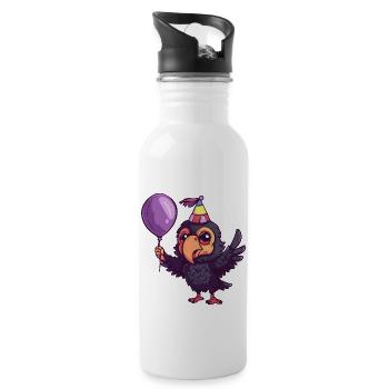 Harpy Bird Birthday Comic Cute - Water bottle with straw - white - Right