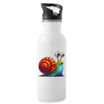Schnecke - Trinkflasche mit integriertem Trinkhalm - Weiß - Rechts
