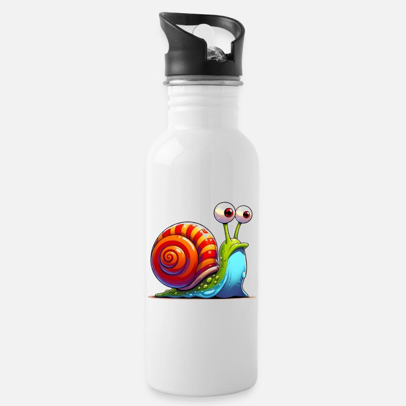 Schnecke - Trinkflasche mit integriertem Trinkhalm - Weiß