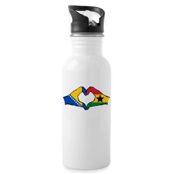 Bosnia Ghana Flag Hands Heart Shape - Water bottle with straw - white - Right