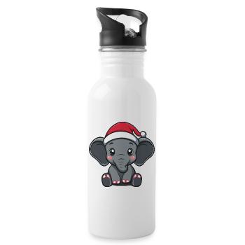 Noël des éléphants - Gourde avec paille intégrée - blanc - Droite