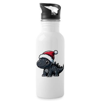 Dinosaur stegosaurus Christmas - Water bottle with straw - white - Right